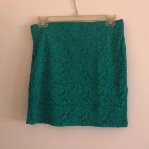 Teal lace mini skirt
